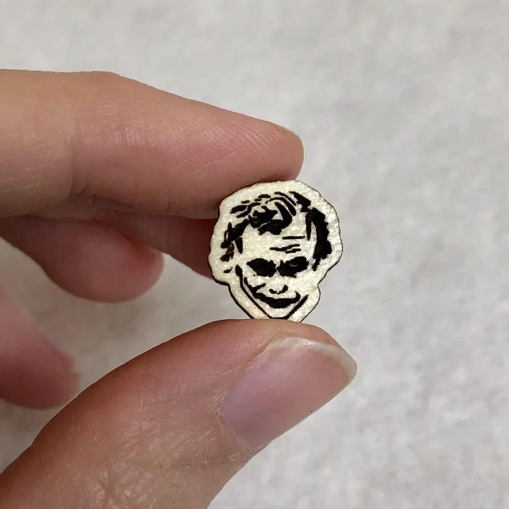The Joker Wood Stud Earrings - Picture 2 of 3